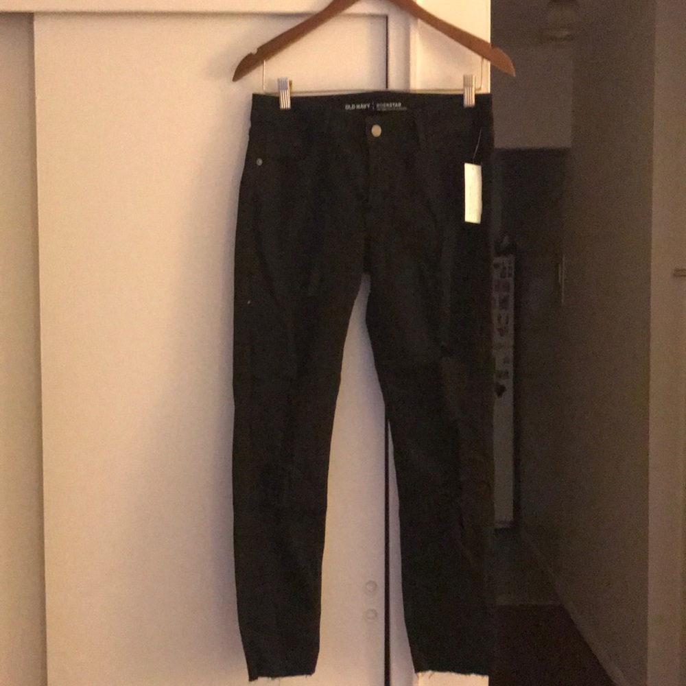 Old Navy mid rise black rockstar distressed jeans